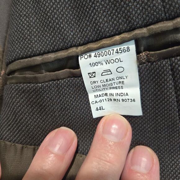 Lauren Ralph Lauren 100% Wool Suit Jacket Sports Coat Men's 44L Dark Brown - Picture 15 of 15